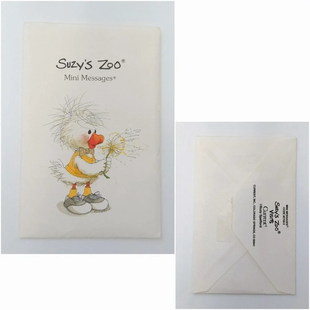 Suzy's Zoo Vintage 1990s Mini Messages 4x2 Enclosure‎ Greeting Cards (Set of 15)